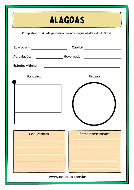 Atividade sobre Alagoas | Educlub